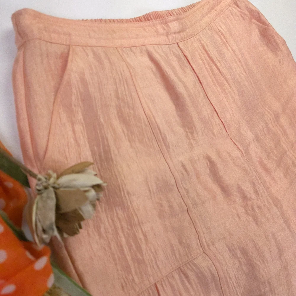 Current Air Anthropologie Peach Shimmer Wide-Leg Rayon Women's Pants Sz L - Picture 9 of 15